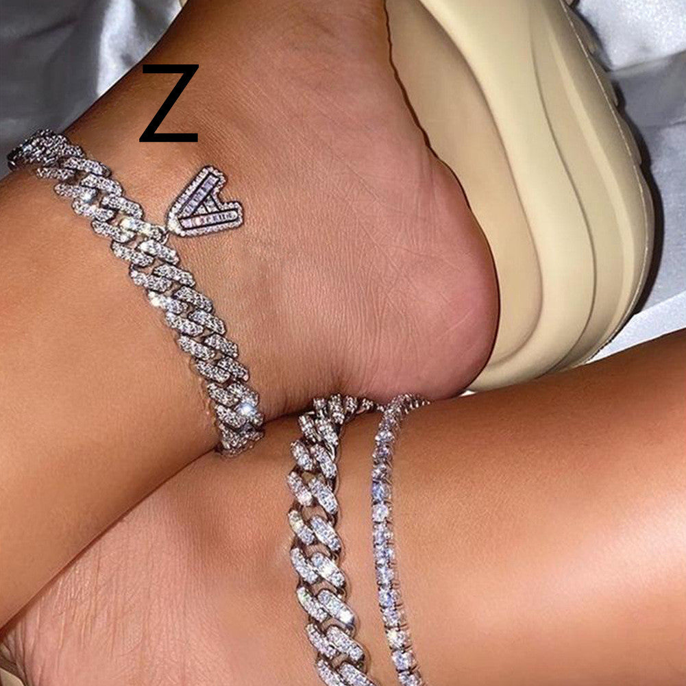 Alphabet Pendant Chain Anklet