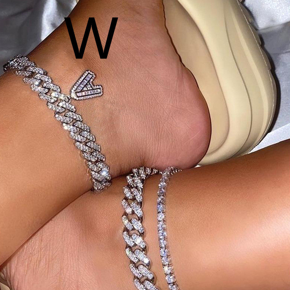 Alphabet Pendant Chain Anklet