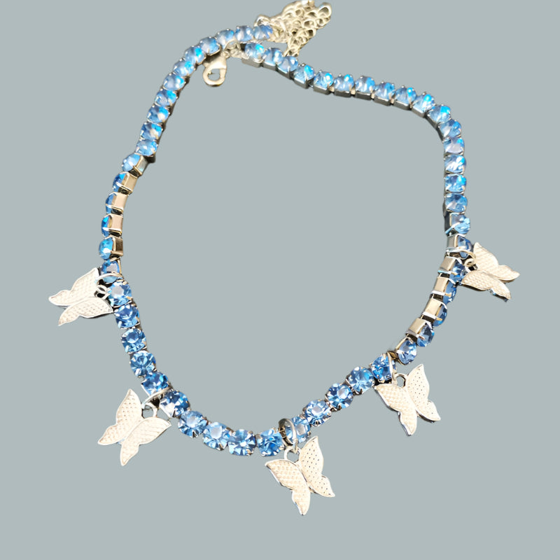 Rhinestone Butterfly Pendant Anklet
