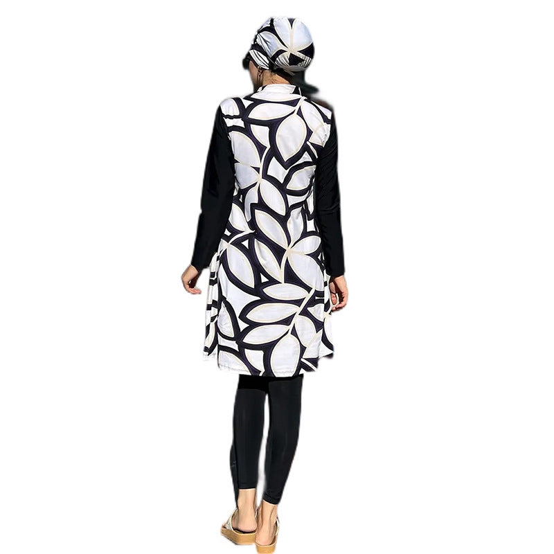 Women's White Printed Long Sleeved Pants Set With Hat