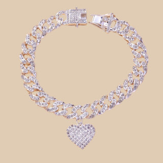 Full Diamond Studded Heart Anklet