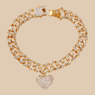 Full Diamond Studded Heart Anklet