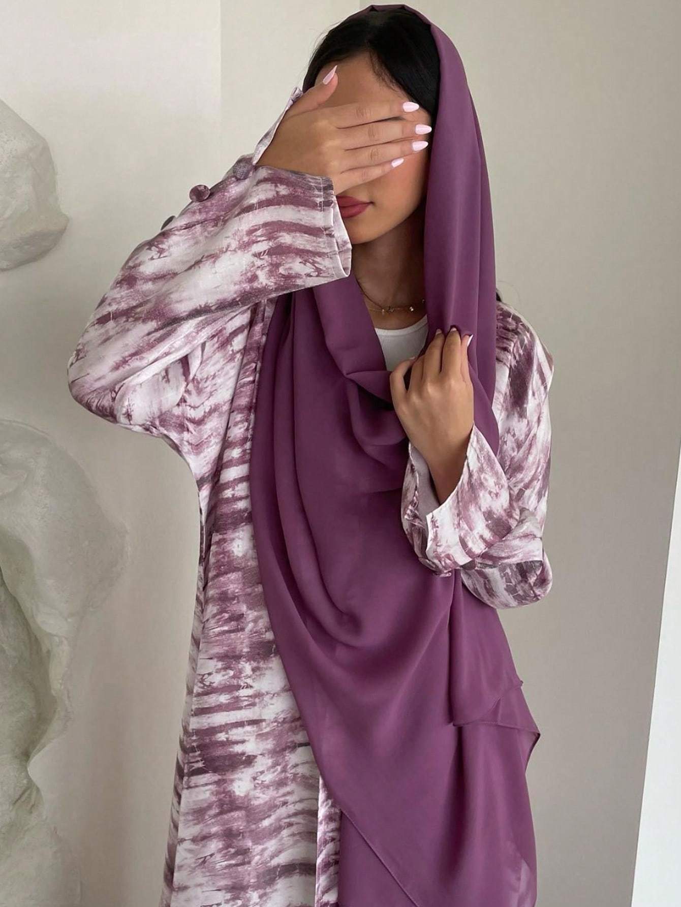 Elegant Turkish – Pink & White Floral Abaya