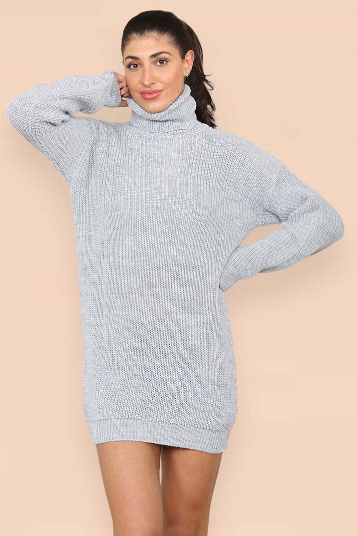 Polo Roll Neck Florescent Chunky Sweater Jumper Dress