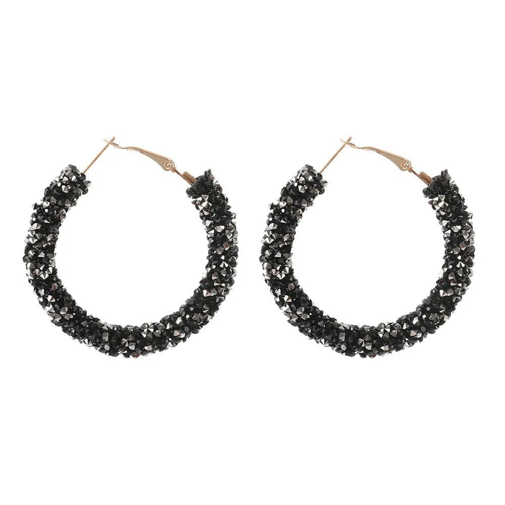 Charm Austrian Crystal Hoop Earrings with Rhinestone