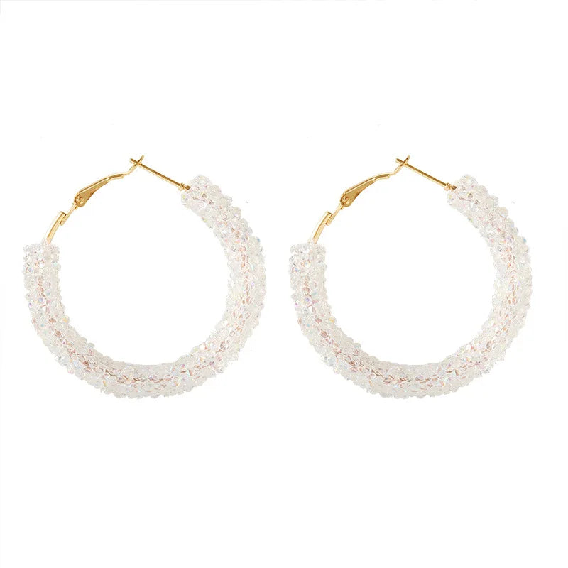 Charm Austrian Crystal Hoop Earrings with Rhinestone