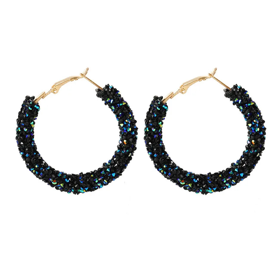 Charm Austrian Crystal Hoop Earrings with Rhinestone