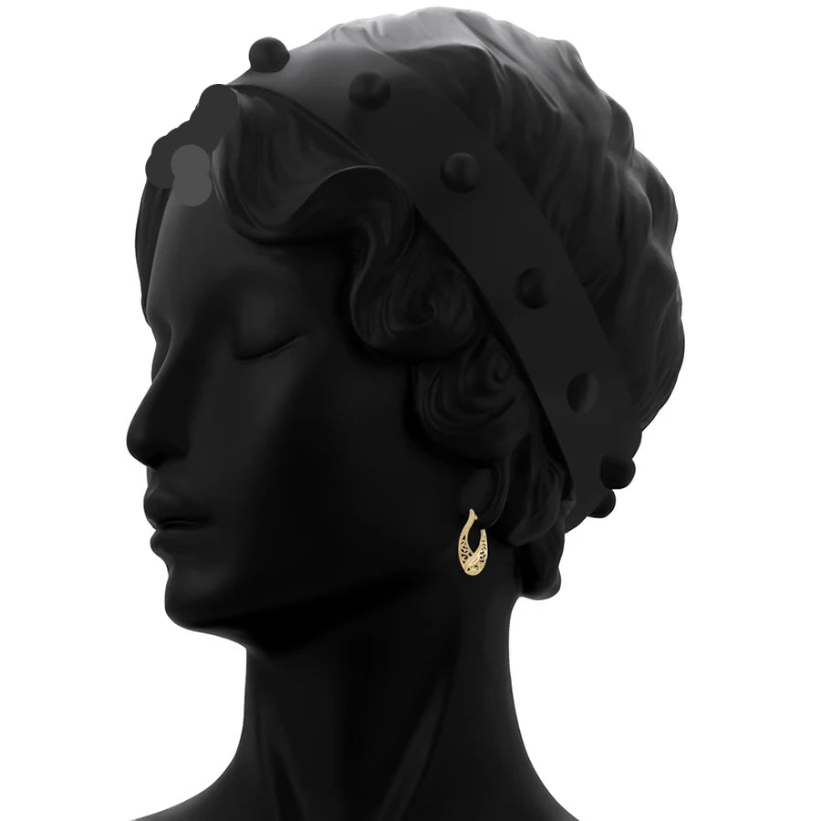 Simple Flower Light Gold Color Hoop Earrings.