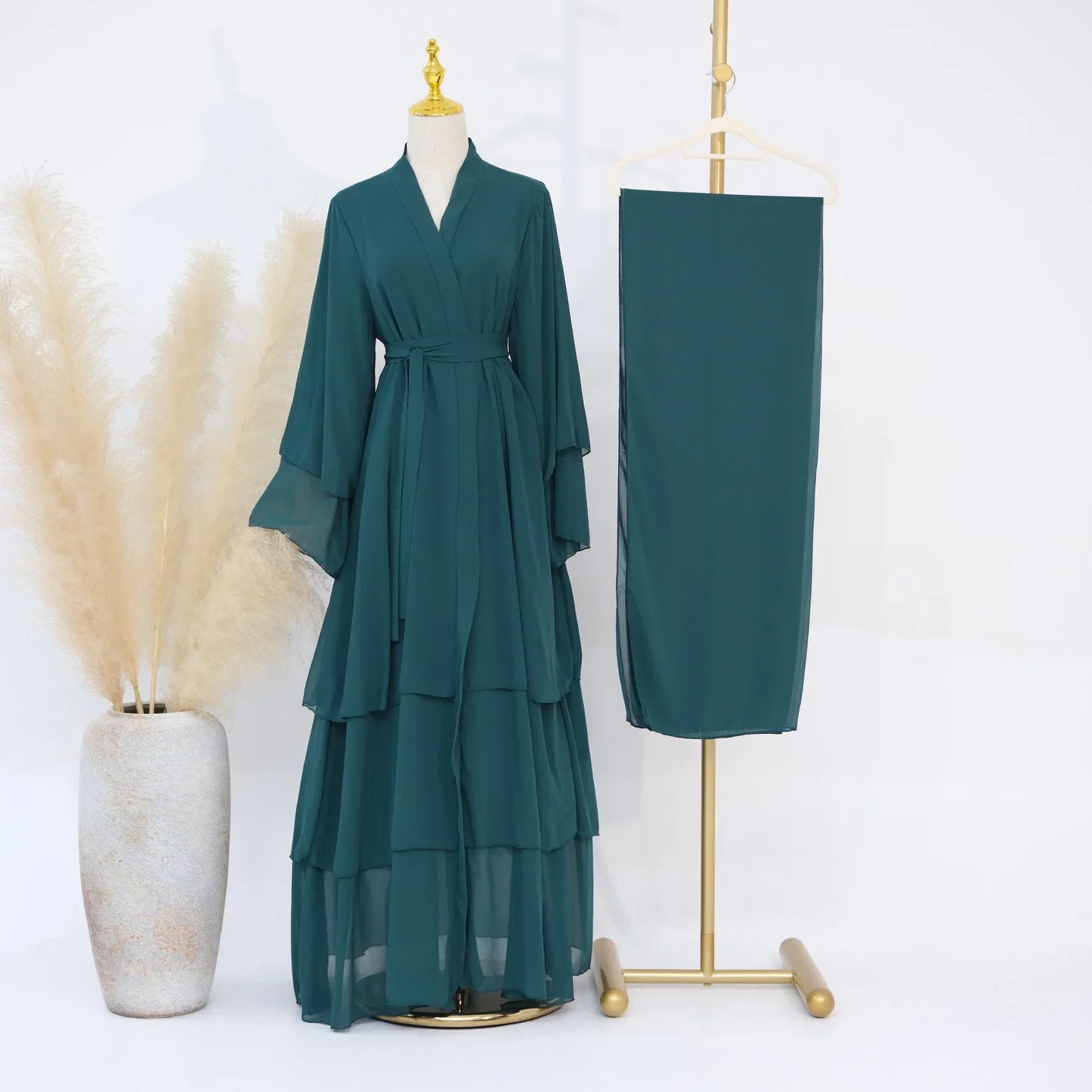 Turkish Women's Party Dress and Hijab Set