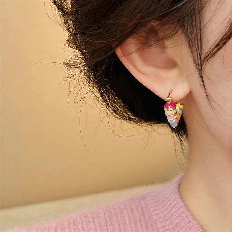 Colorful Heart Buckle Earring