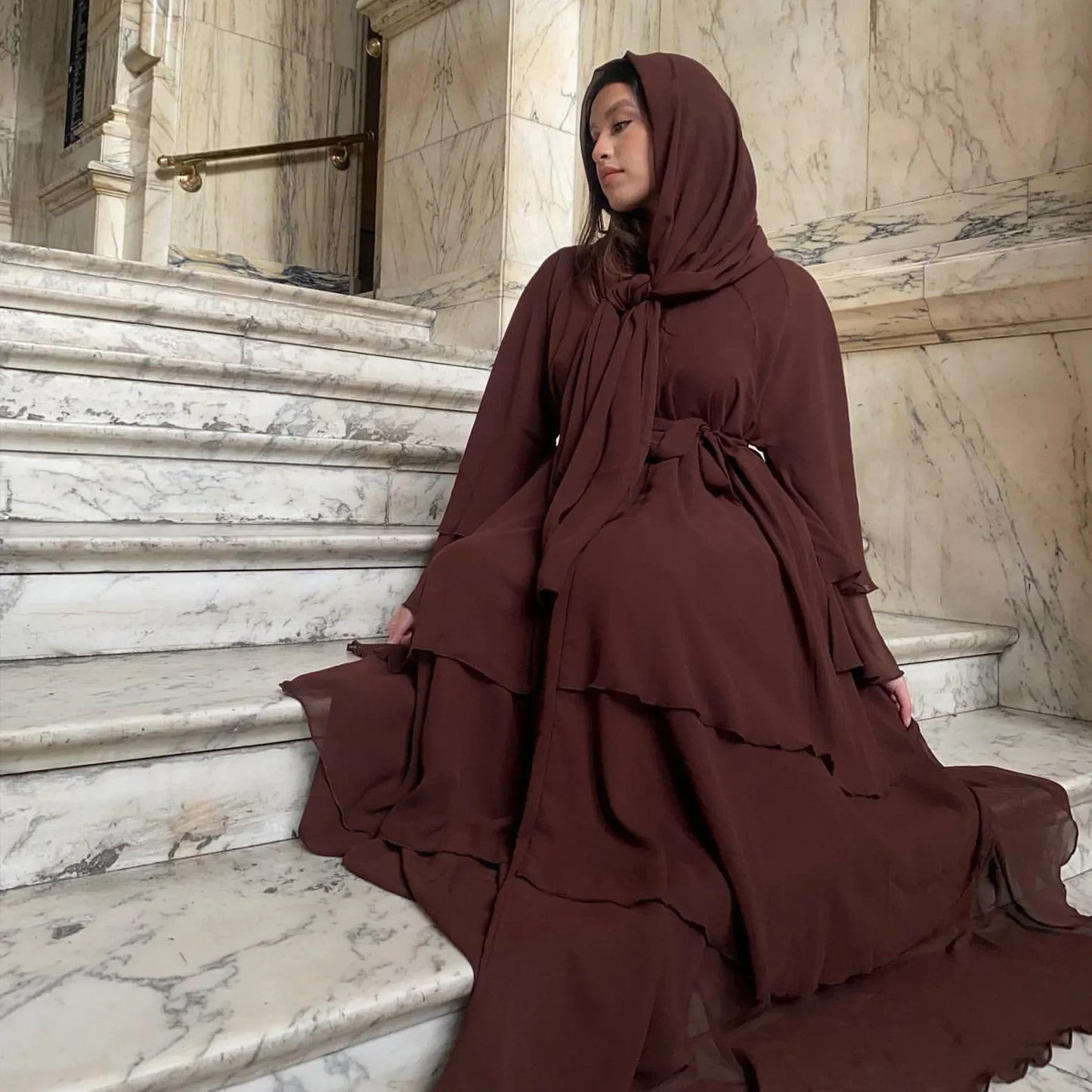 Turkish Women's Party Dress and Hijab Set