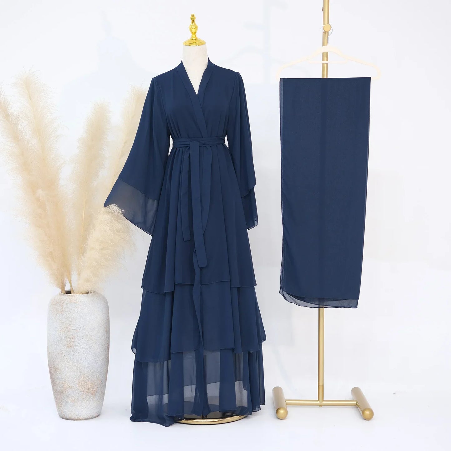Turkish Women's Party Dress and Hijab Set