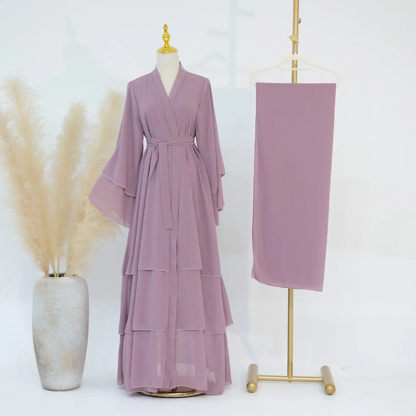 Turkish Women's Party Dress and Hijab Set