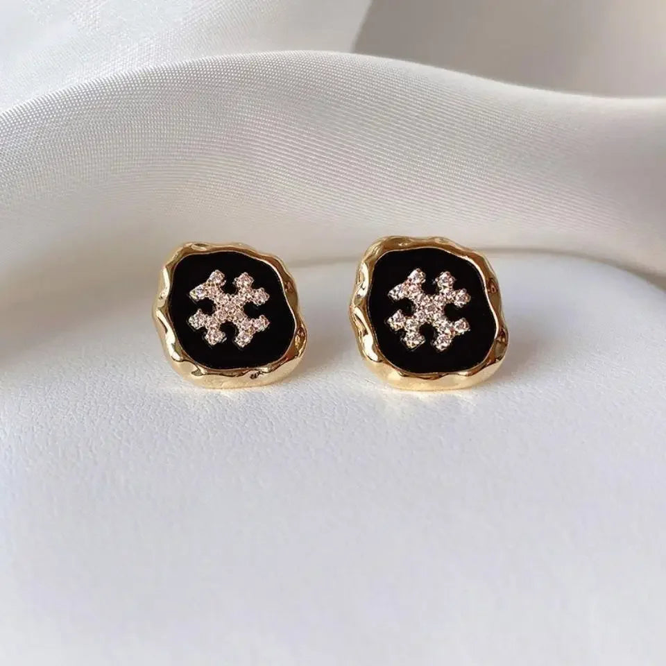 Simple Diamond Snowflake Earrings