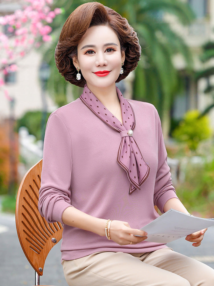 Middle-aged And Elderly Women's Clothing Spring And Autumn Top Fashion Bottoming Shirt