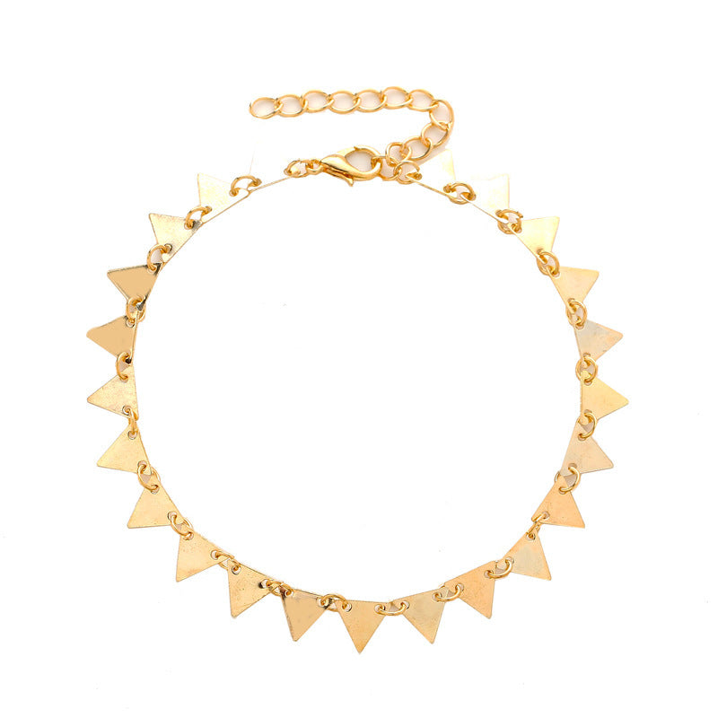 Geometric Triangle Anklet - Chain Design