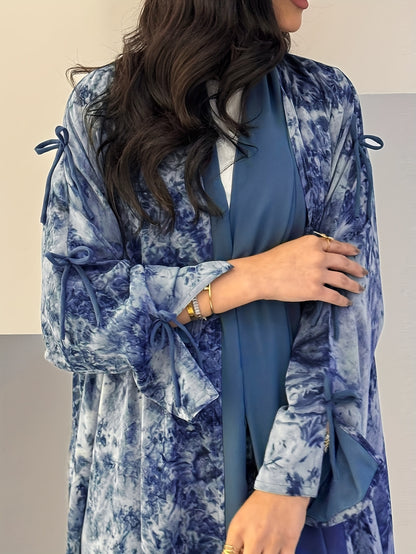 Elegant Chiffon Printed Abaya with Matching Hijab
