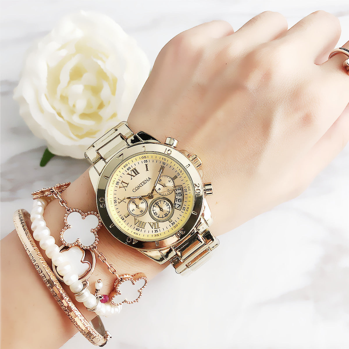 Diamond Simple Mesh Strap Stainless Steel Watch