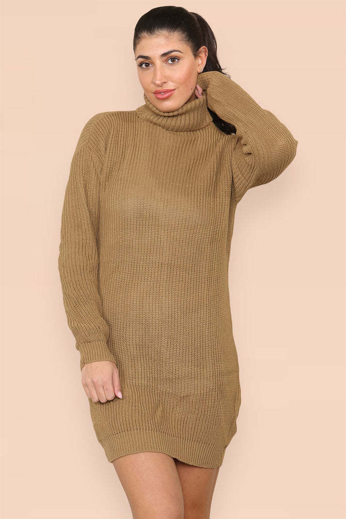 Polo Roll Neck Florescent Chunky Sweater Jumper Dress