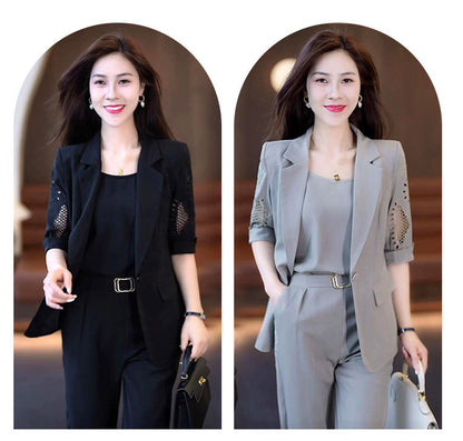 Business Suit Short-sleeved Harem Pants Thin Three-piece Suit