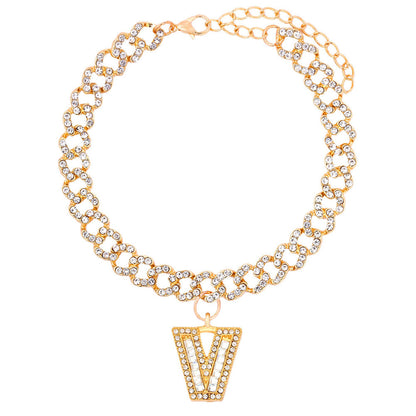 Alphabet Pendant Chain Anklet
