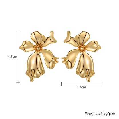 Metal Flower Earrings Petal Light Luxury High-grade Earrings