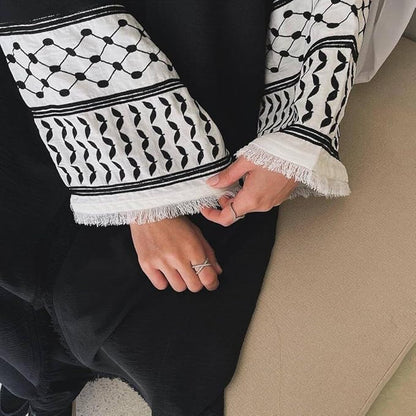 Elegant Palestine Embroidered Muslim Abaya Women's