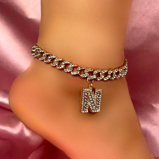 Alphabet Pendant Chain Anklet