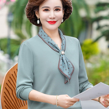 Middle-aged And Elderly Women's Clothing Spring And Autumn Top Fashion Bottoming Shirt