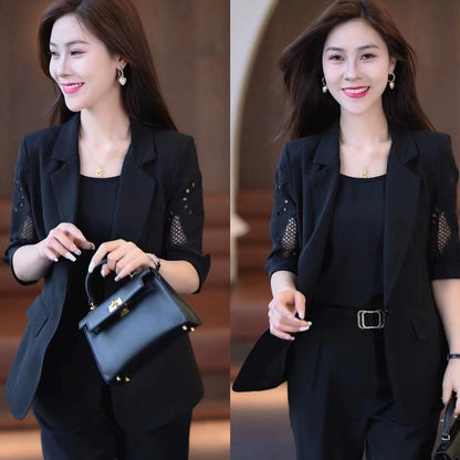 Business Suit Short-sleeved Harem Pants Thin Three-piece Suit