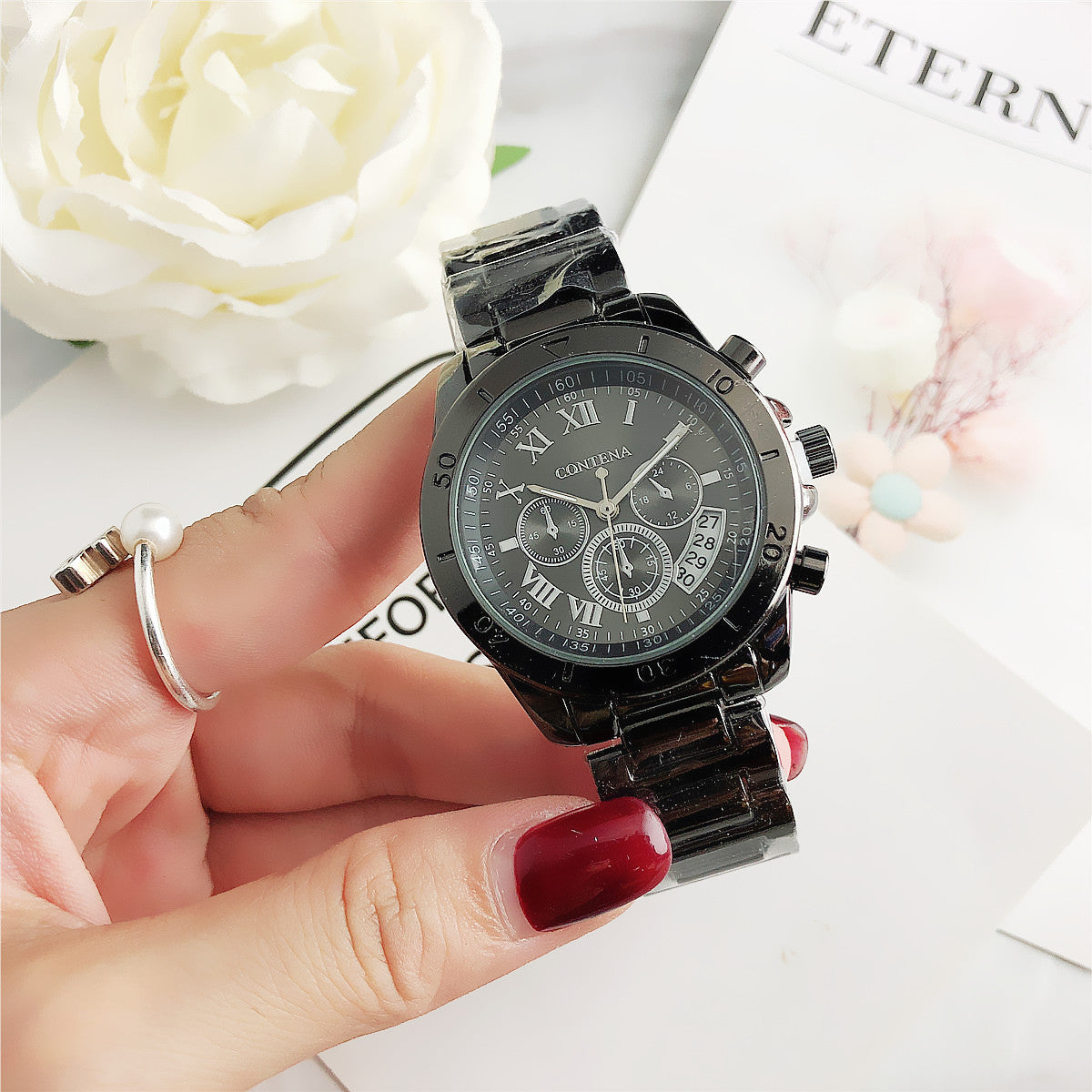 Diamond Simple Mesh Strap Stainless Steel Watch