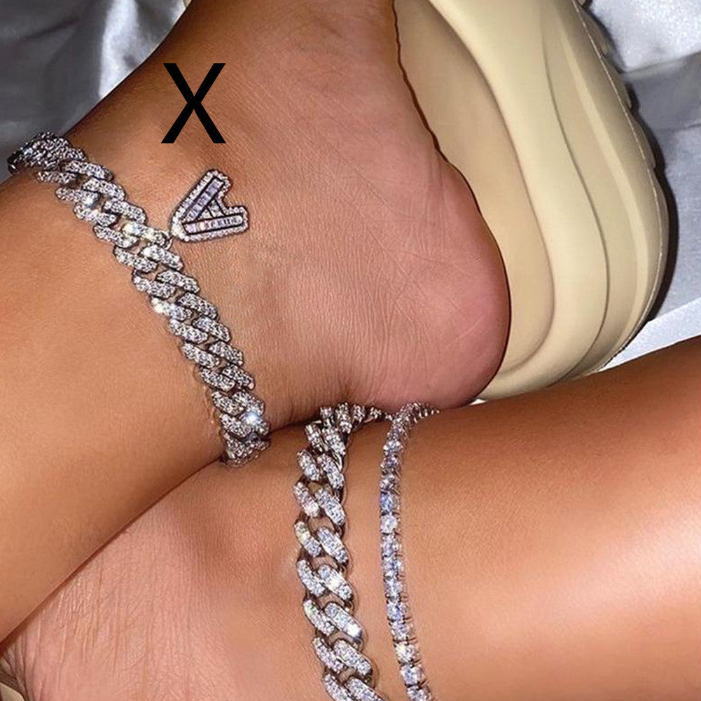 Alphabet Pendant Chain Anklet