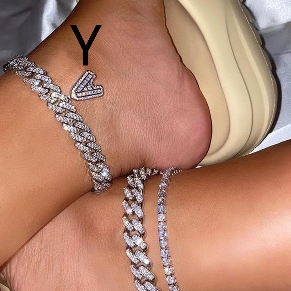 Alphabet Pendant Chain Anklet