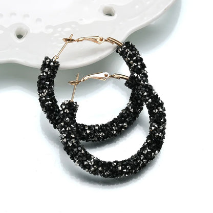 Charm Austrian Crystal Hoop Earrings with Rhinestone