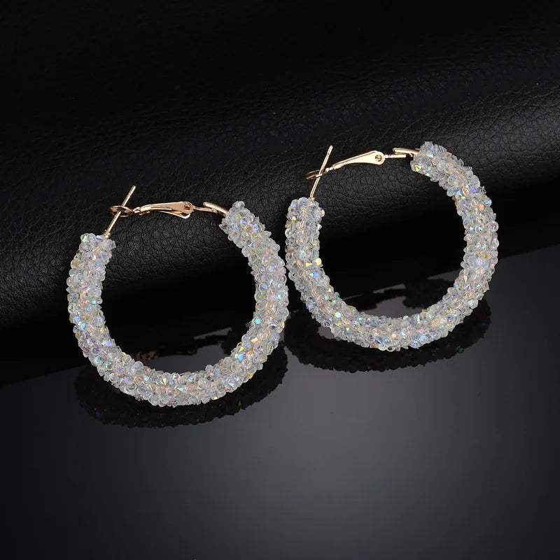Charm Austrian Crystal Hoop Earrings with Rhinestone