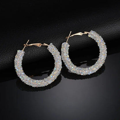 Charm Austrian Crystal Hoop Earrings with Rhinestone