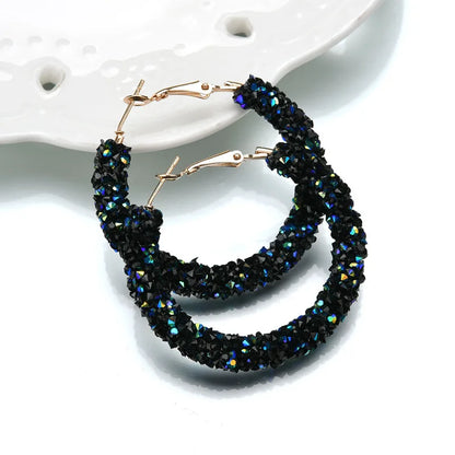 Charm Austrian Crystal Hoop Earrings with Rhinestone
