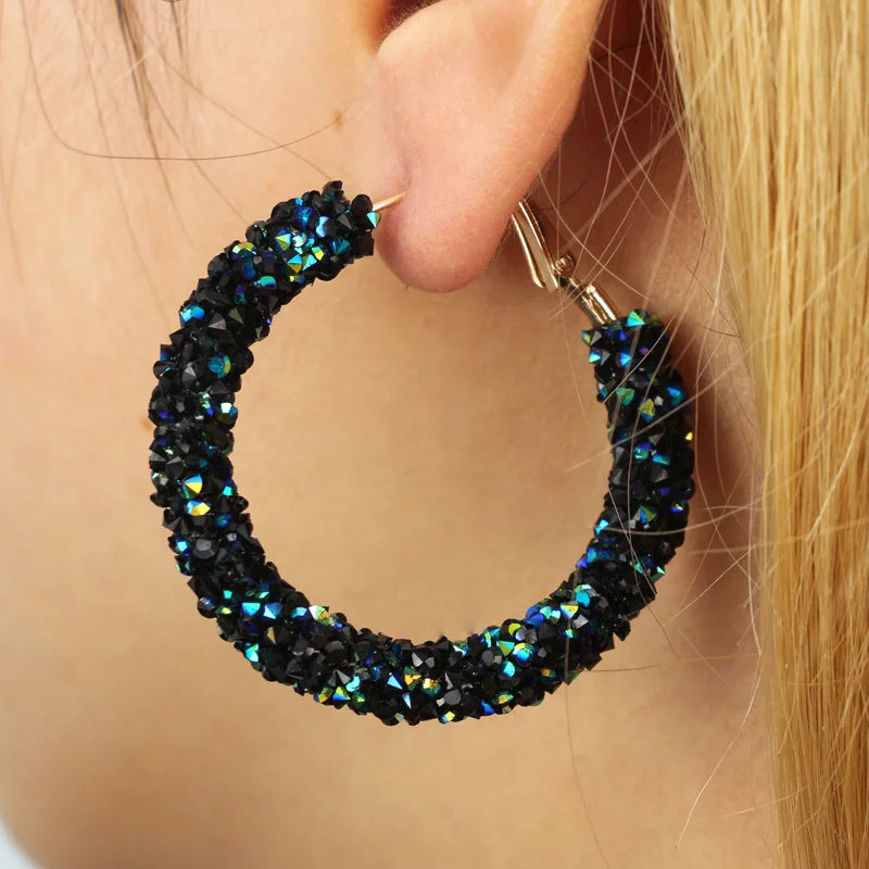 Charm Austrian Crystal Hoop Earrings with Rhinestone