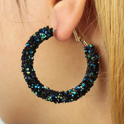 Charm Austrian Crystal Hoop Earrings with Rhinestone