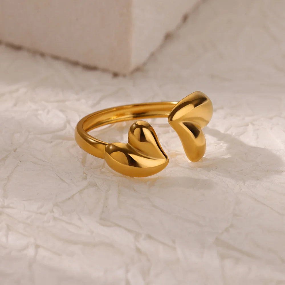 Irregular Heart Design Stainless Steel Open Rings