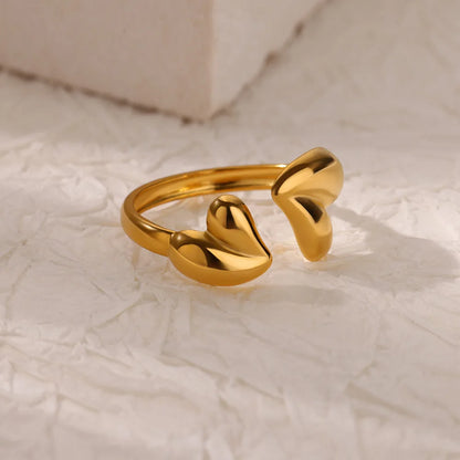 Irregular Heart Design Stainless Steel Open Rings