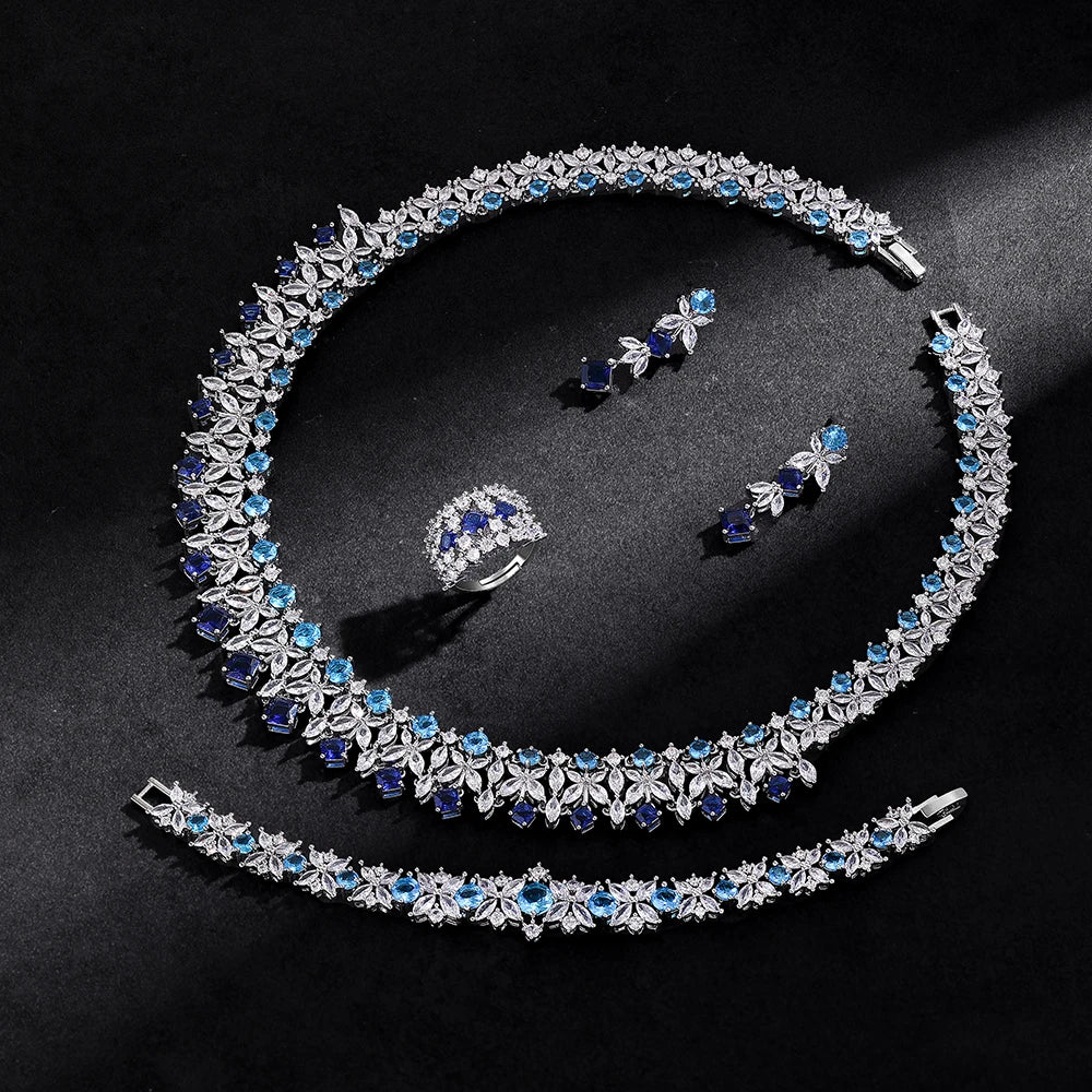 Blue Zircon Crown Set