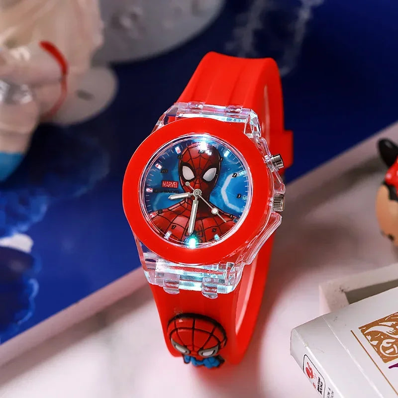 Disney Mickey Children Watches Girls Color Light Source Silicone Princess Elsa Kids Watch Boys Gift Clock Wrist