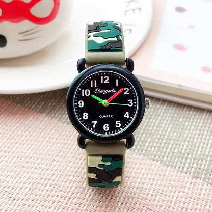 2025 summer boys girls fashion camouflage silicone strap quartz watches children kids students digital cool waterproof clocks