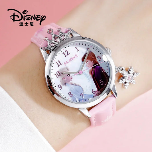 Frozen 2 Kids Watch Diamonds Crown Princess Series Watch Snowflake Pendant Decoration Quartz Watch 219