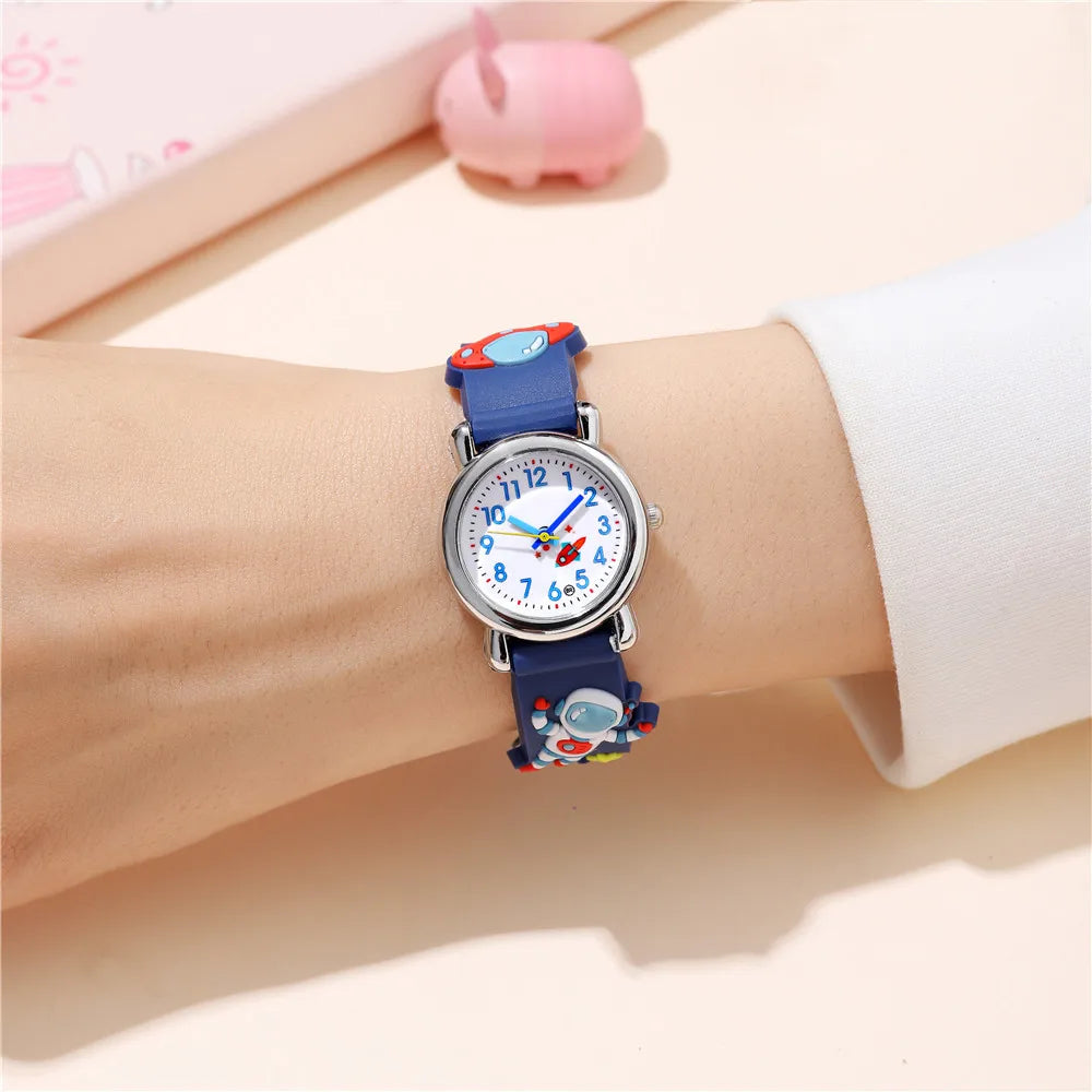 Hot Sell Spaceman Children Watch For 1-15 years old Boys Soft Silicone Cartoon Kid Wristwatch Clock