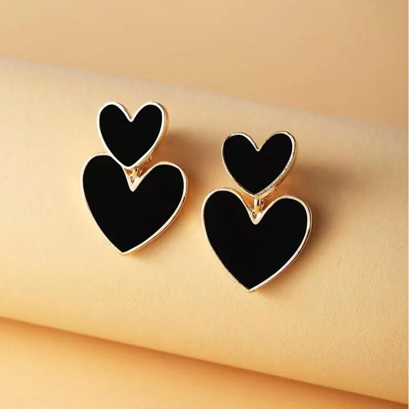 White And Black Double Sweet Earrings