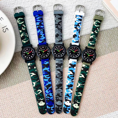 2025 summer boys girls fashion camouflage silicone strap quartz watches children kids students digital cool waterproof clocks