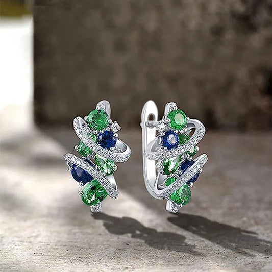 Huitan Cubic Zirconia Hoop Earrings