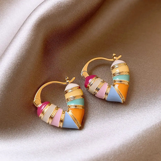 Colorful Heart Buckle Earring